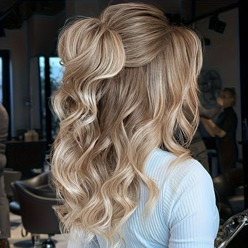 Realistic Glueless Lace Front Wig for Women - Brown Rooted Ash Blonde Body Wave 20" Shoulder Length, 130% Density Synthetic Hair with 13x4x1 Lace Area, Middle Part Elegant Unisex Wig for All Ethnicities, Versatile Hairpiece |